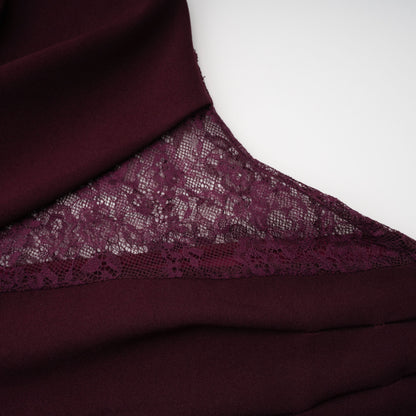 Gioconda Burgundy Halterneck Lace Panel Maxi Dress