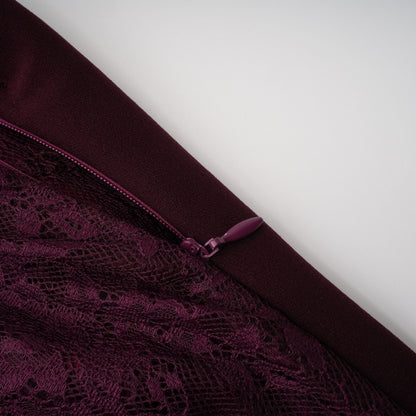 Gioconda Burgundy Halterneck Lace Panel Maxi Dress