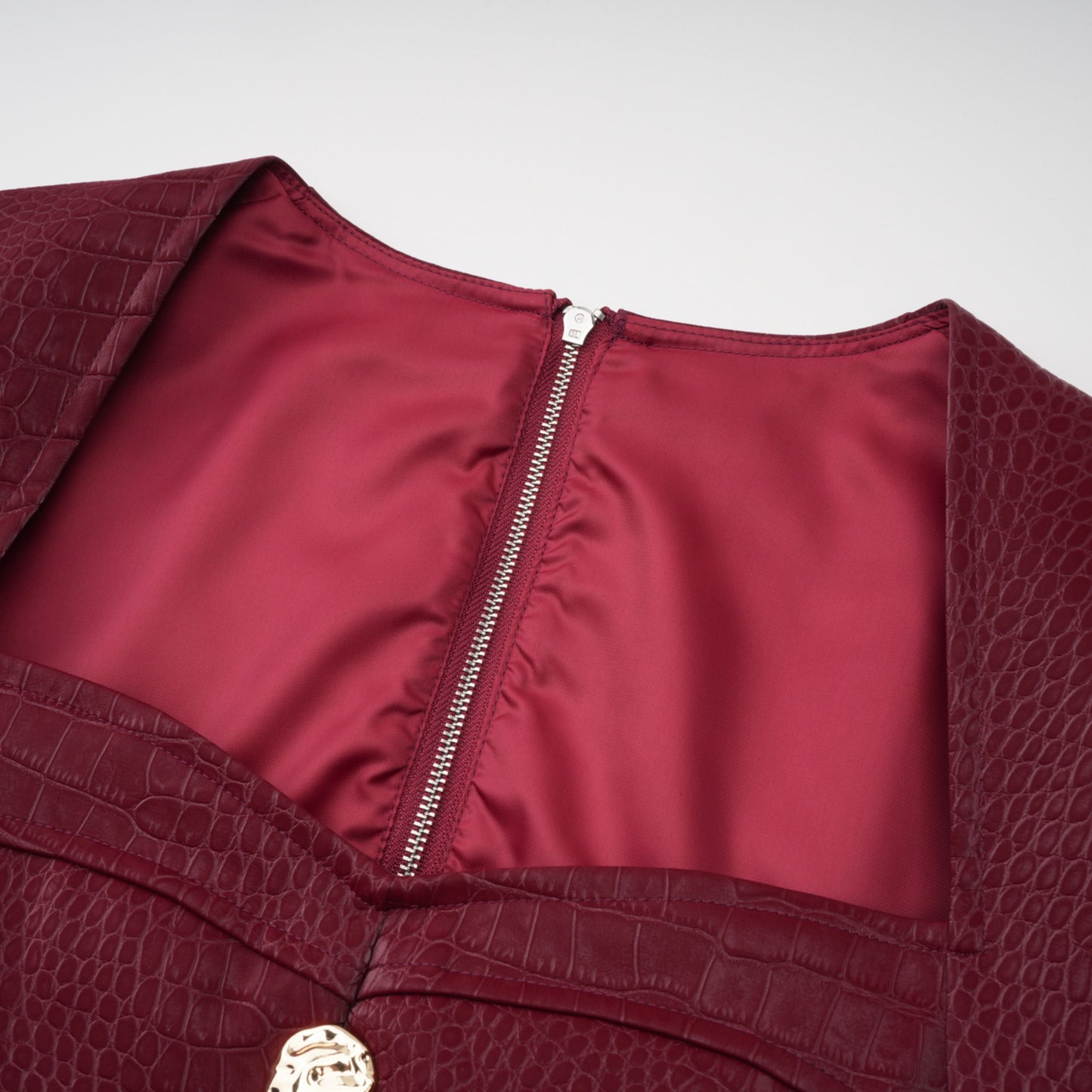 Frankie Red Leather Mini Dress with Decorative Buttons
