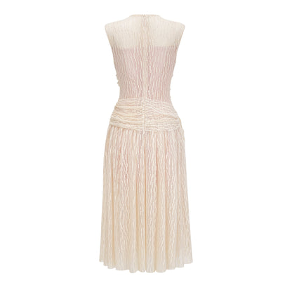 Cynthia Neutrals 3D Petal Textured Midi Dress