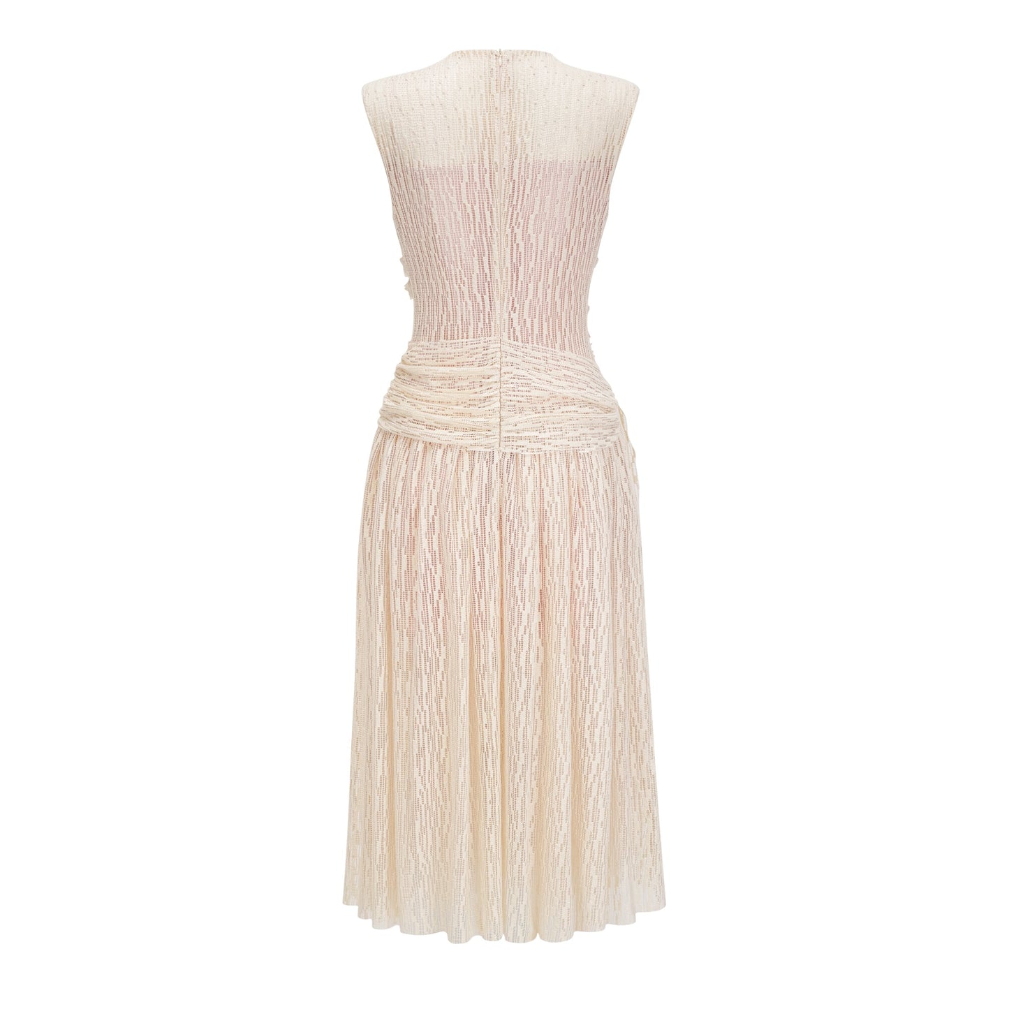 Cynthia Neutrals 3D Petal Dokulu Midi Elbise