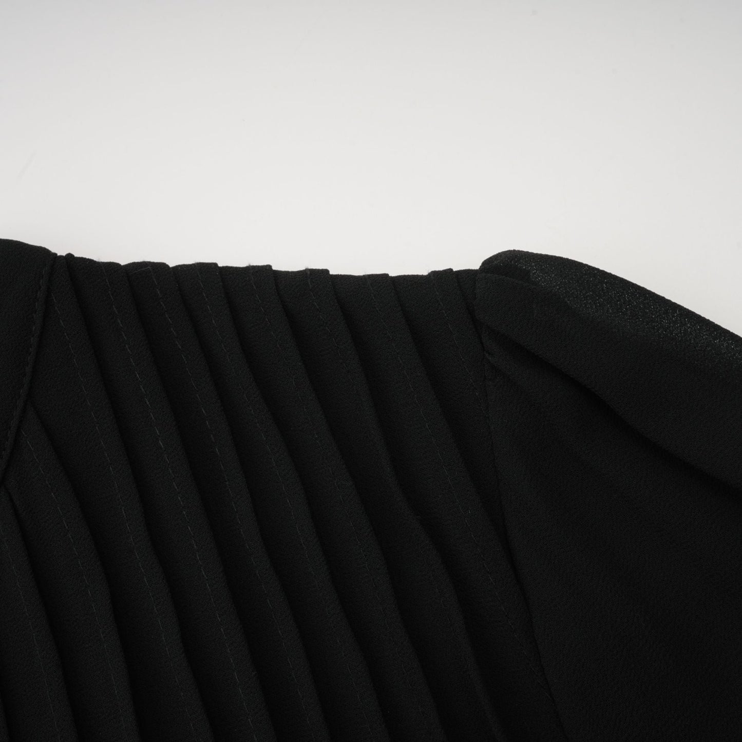 Viviane Black Pleated Button-Front Midi Dress