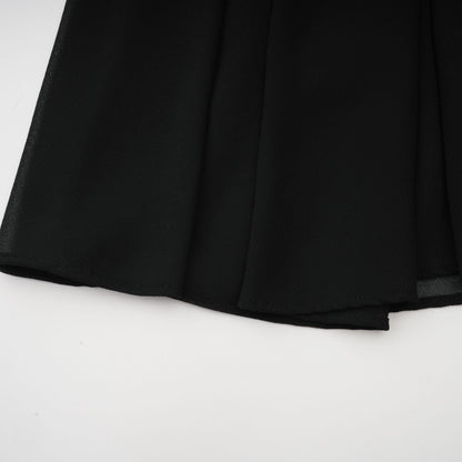 Viviane Black Pleated Button-Front Midi Dress