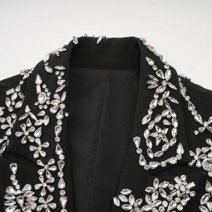 Audrey Black Crystal-Embellished Cut-Out Jacket