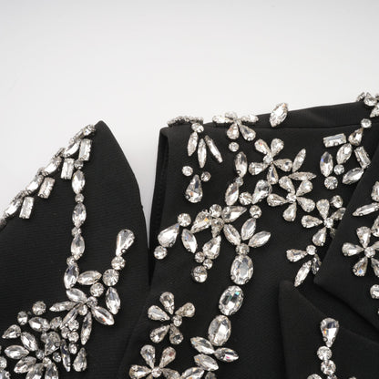 Audrey Black Crystal-Embellished Cut-Out Jacket
