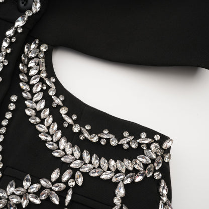 Audrey Black Crystal-Embellished Cut-Out Jacket