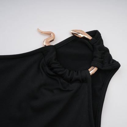 Tiziana Black One Shoulder Cut Out Maxi Dress