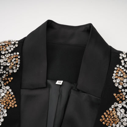Delphine Black Embellished Jacket & Trousers Matching Set