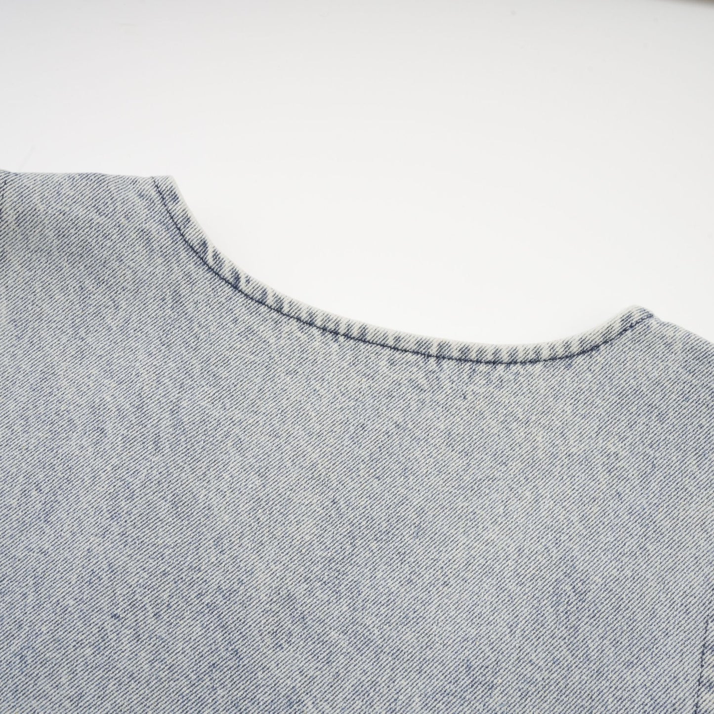 Daphné Mavi Kristal Kolsuz Denim Mini Elbise