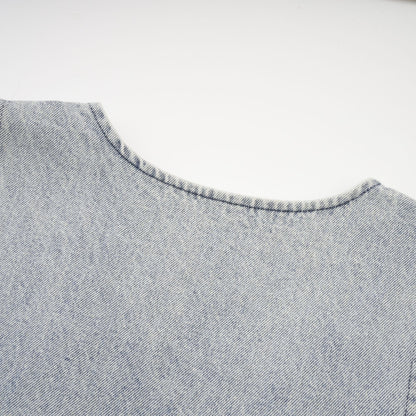 Daphné Mavi Kristal Kolsuz Denim Mini Elbise