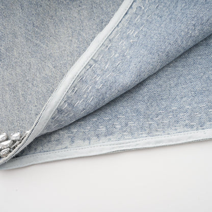 Daphné Mavi Kristal Kolsuz Denim Mini Elbise