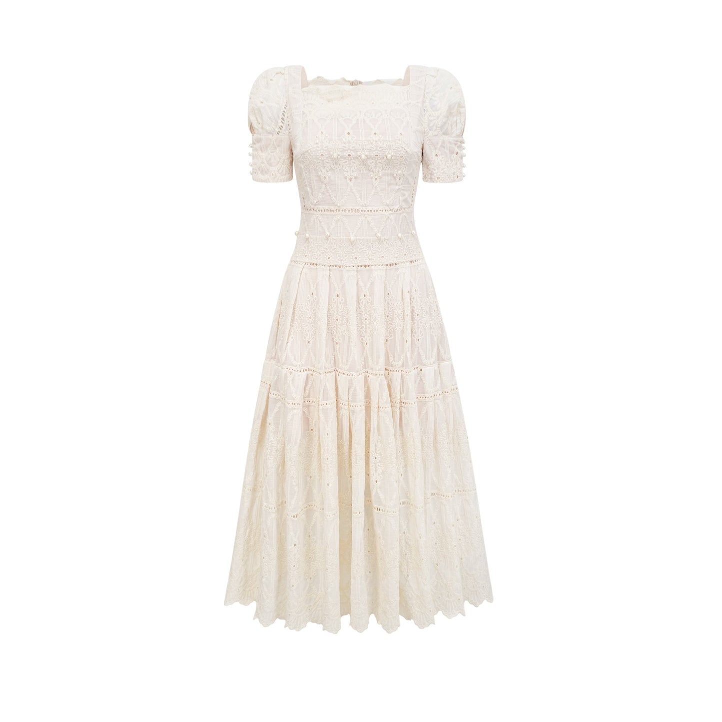 Anaïs Faux-Pearl Embellished Cut-Out Midi Dress