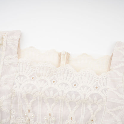Anaïs Faux-Pearl Embellished Cut-Out Midi Dress