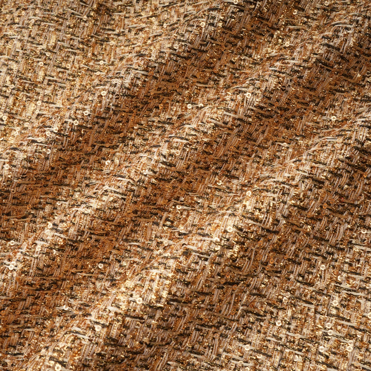 Arna Gold Sweetheart Neckline Tweed Mini Dress