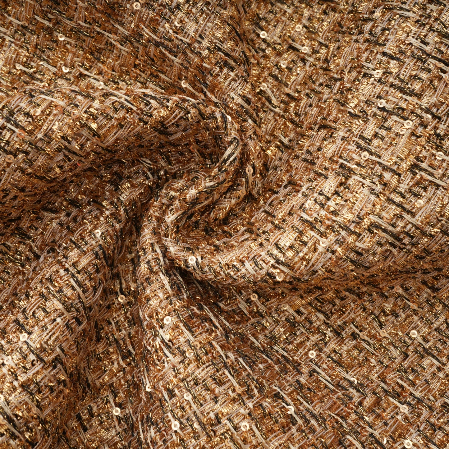 Arna Gold Sweetheart Neckline Tweed Mini Dress