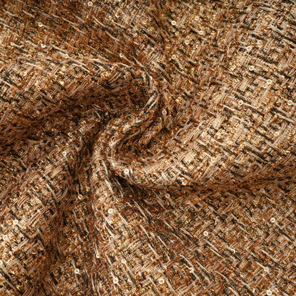 Arna Gold Sweetheart Neckline Tweed Mini Dress