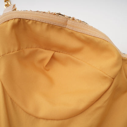 Arna Gold Sweetheart Neckline Tweed Mini Dress