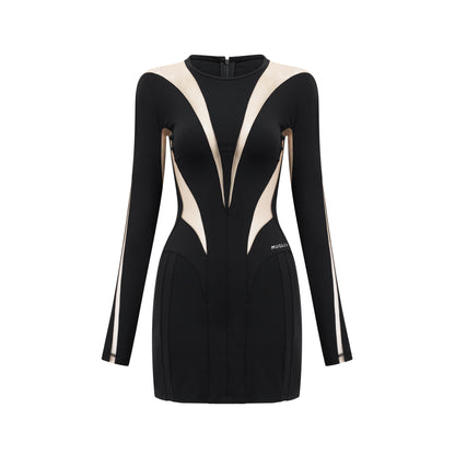 Suzette illüzyon panelli mini elbise