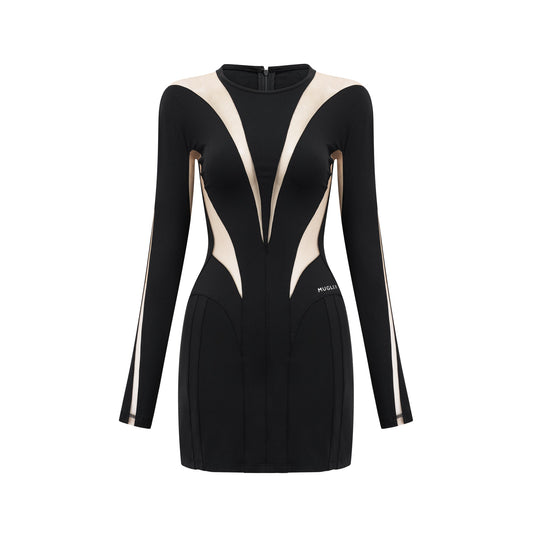 Suzette illüzyon panelli mini elbise
