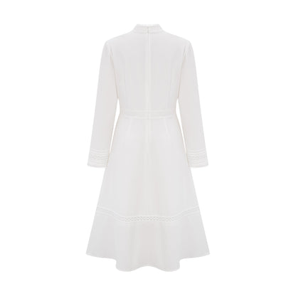 Madeleine White Paneled Embroidered Midi Dress