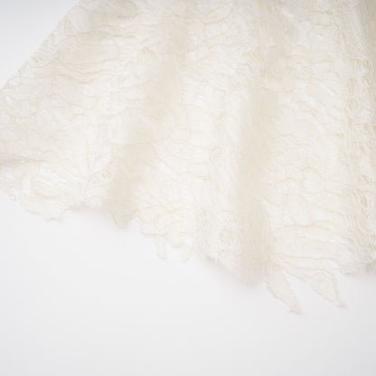 Alaia White Cape Design Floral Lace Midi Dress