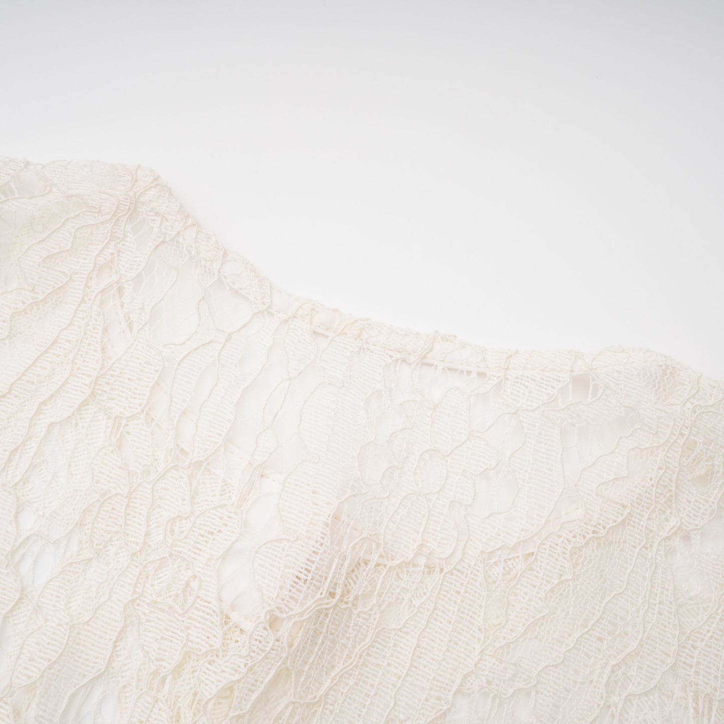 Alaia White Cape Design Floral Lace Midi Dress