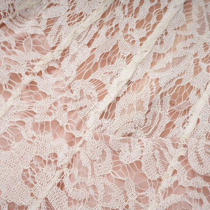 Alaia White Cape Design Floral Lace Midi Dress