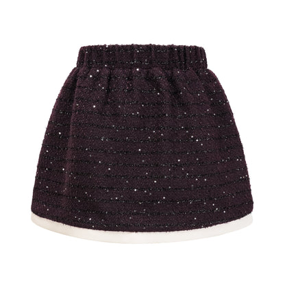 Brigitte Purple Sequined Tweed Jacket & Skirt Matching Set