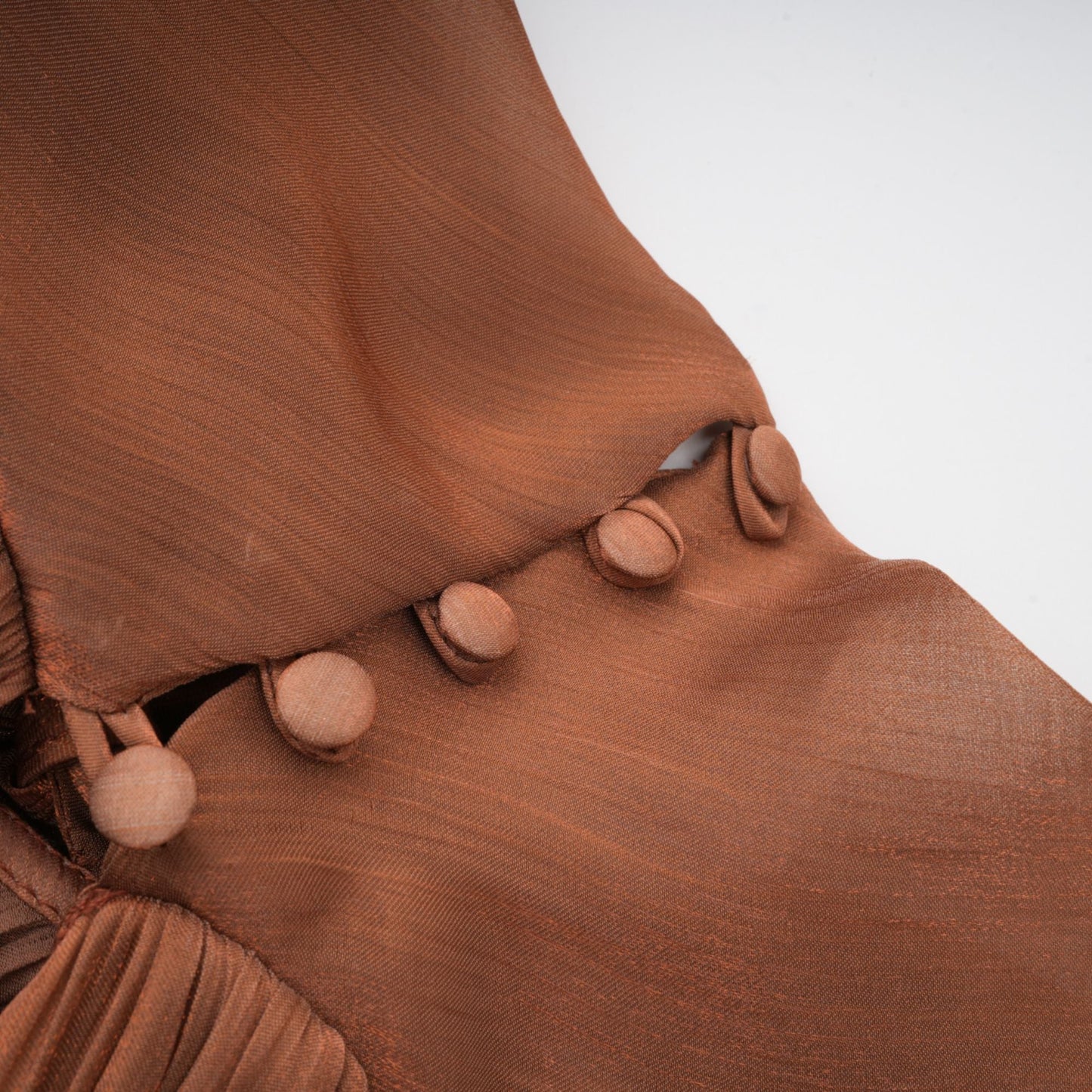 Mila Brown Pleated Satin Maxi Dress