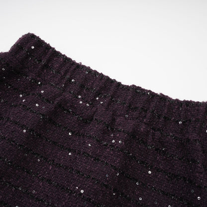 Brigitte Purple Sequined Tweed Jacket & Skirt Matching Set