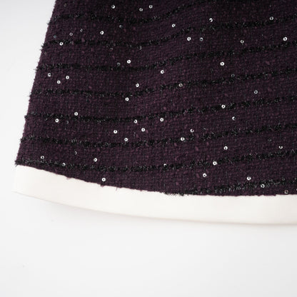 Brigitte Purple Sequined Tweed Jacket & Skirt Matching Set