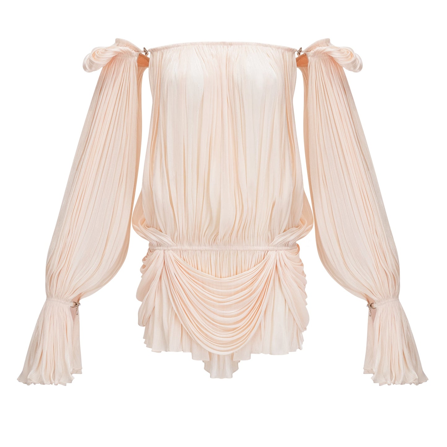 Halvard Neutrals Pleated Ruffled Mini Dress