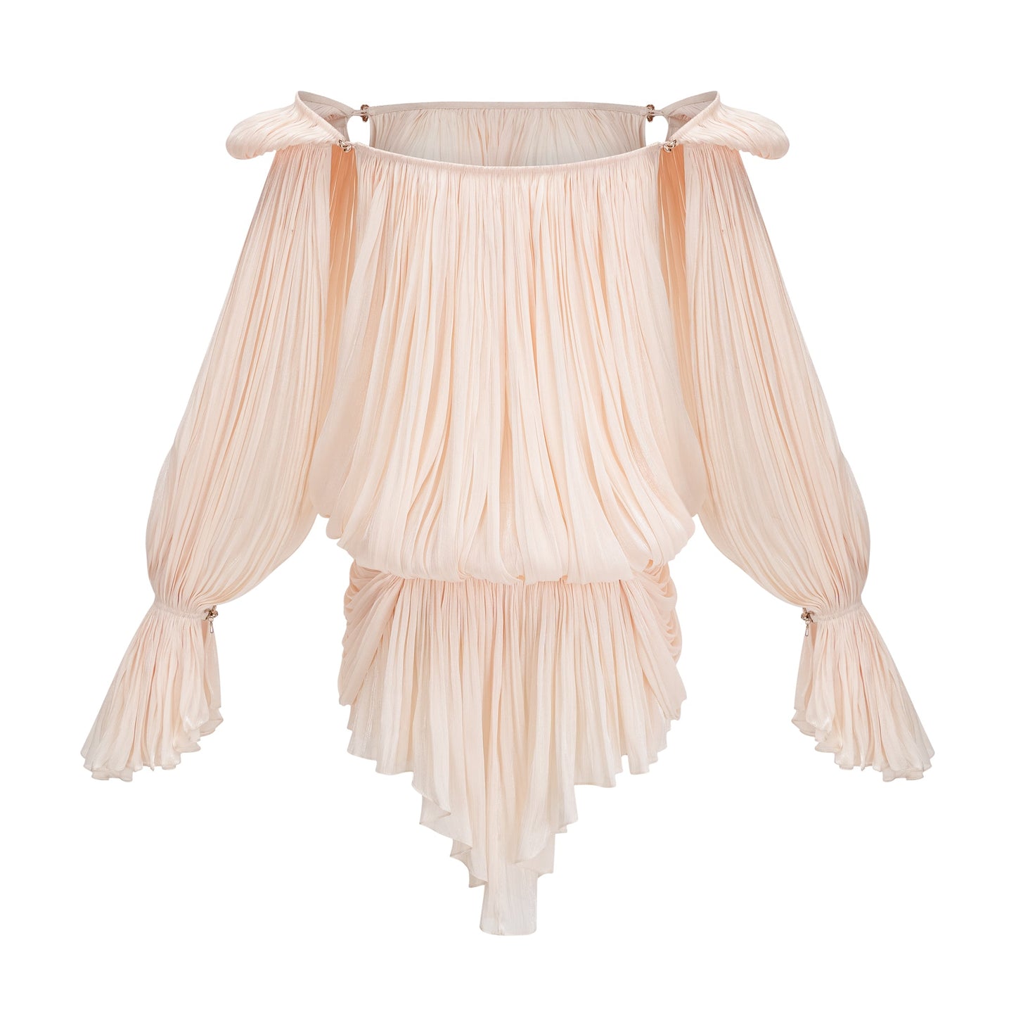 Halvard Neutrals Pleated Ruffled Mini Dress
