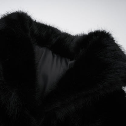 Alberta Black Faux-Fur Corset Panel Jacket