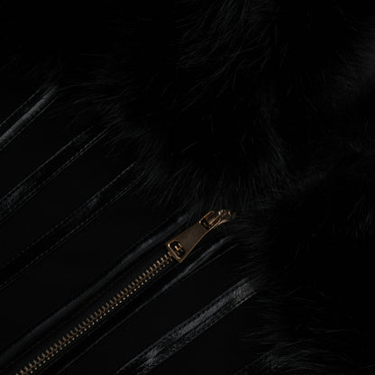 Alberta Black Faux-Fur Corset Panel Jacket