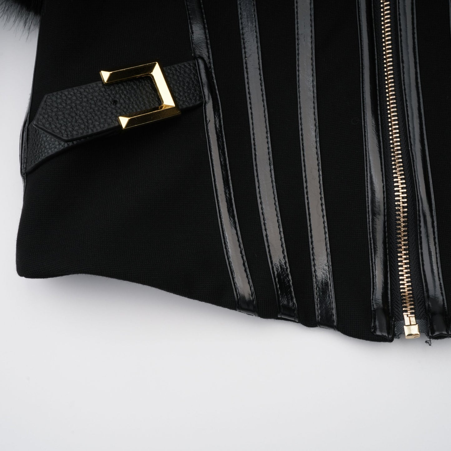 Alberta Black Faux-Fur Corset Panel Jacket