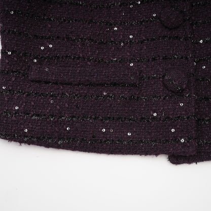 Brigitte Purple Sequined Tweed Jacket & Skirt Matching Set