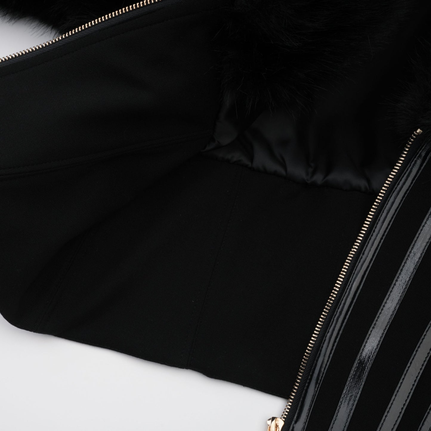 Alberta Black Faux-Fur Corset Panel Jacket