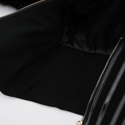 Alberta Black Faux-Fur Corset Panel Jacket