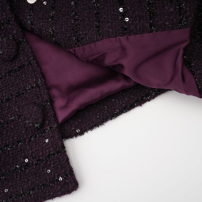 Brigitte Purple Sequined Tweed Jacket & Skirt Matching Set