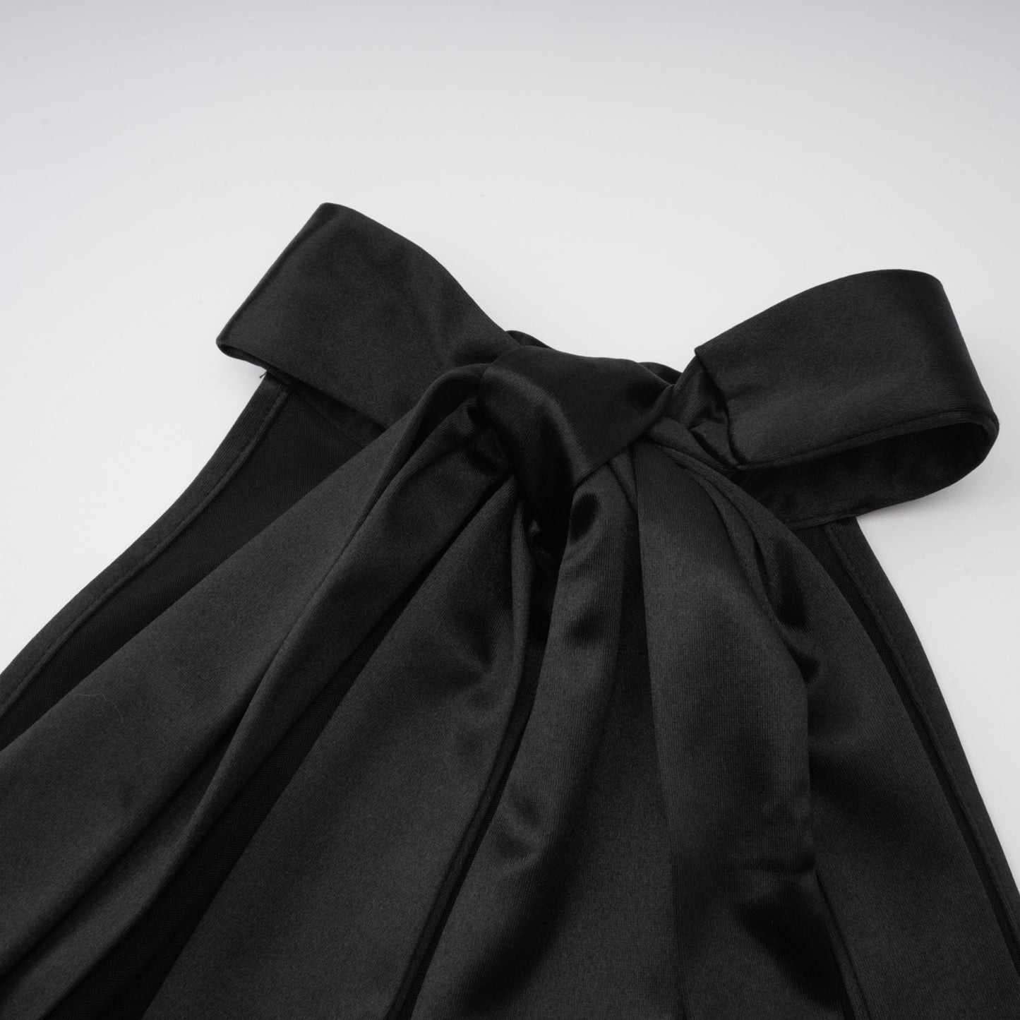 Ginevra black halterneck faux-pearl satin maxi dress