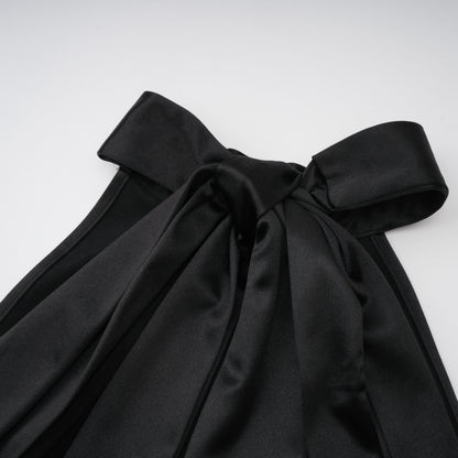 Ginevra black halterneck faux-pearl satin maxi dress