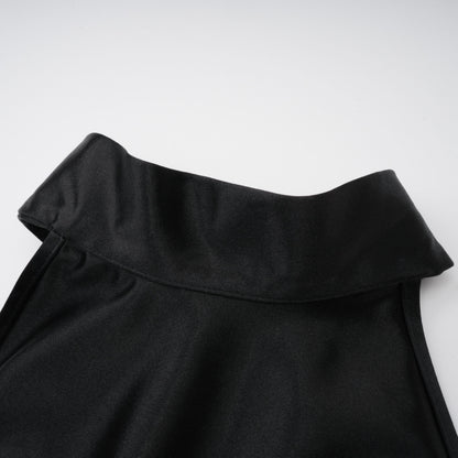 Ginevra black halterneck faux-pearl satin maxi dress