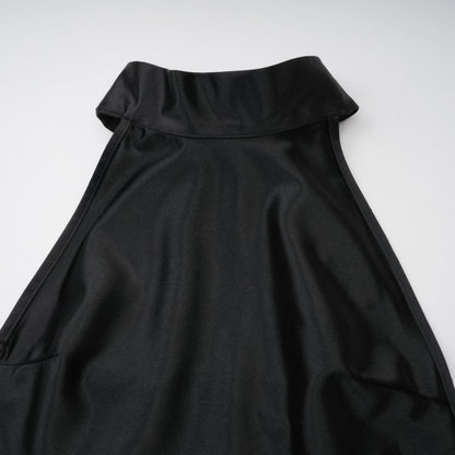 Ginevra black halterneck faux-pearl satin maxi dress