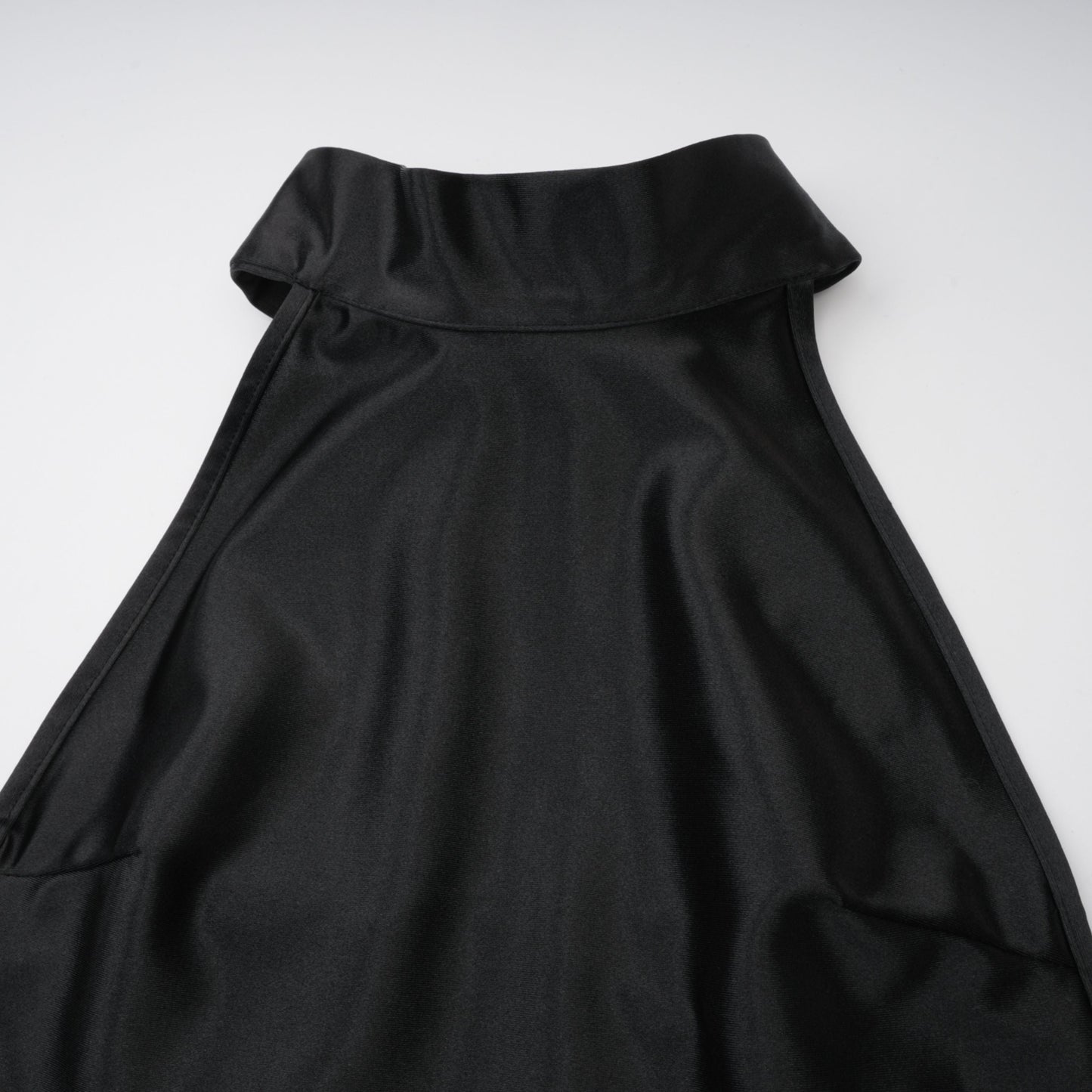 Ginevra black halterneck faux-pearl satin maxi dress