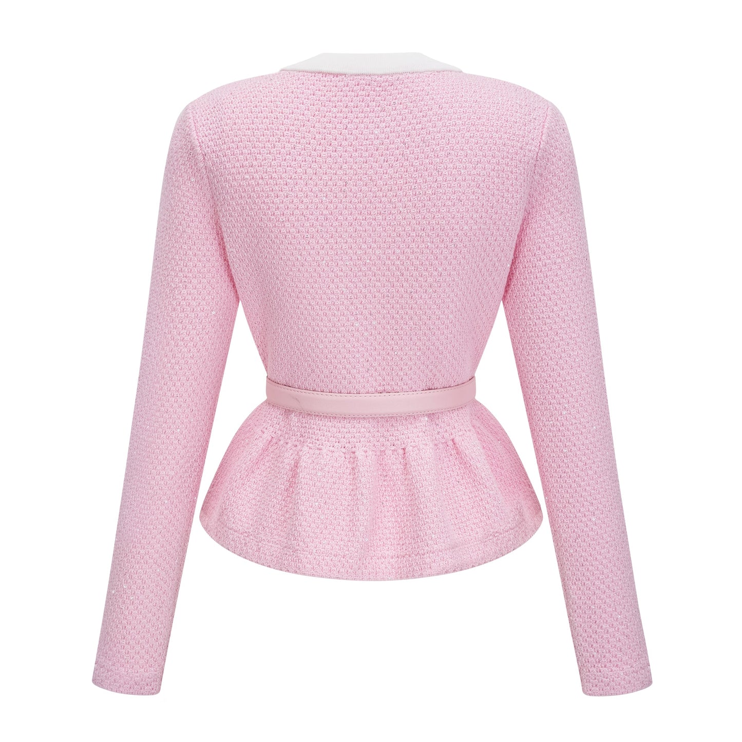 Ásdís Pink Sequined Knit Cardigan & Skirt Set