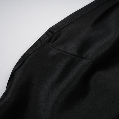 Ginevra black halterneck faux-pearl satin maxi dress
