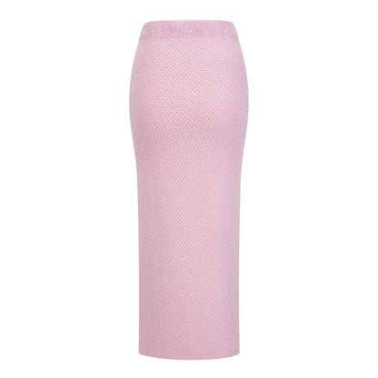Ásdís Pink Sequined Knit Cardigan & Skirt Set