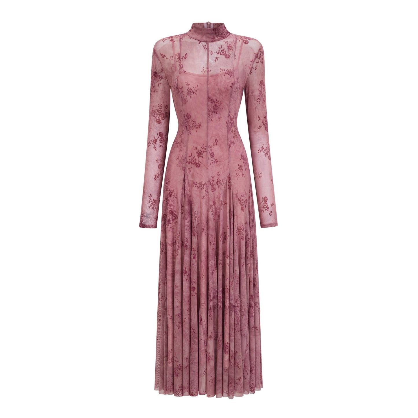 Ariadne Pembe Floklu Tül Maxi Elbise