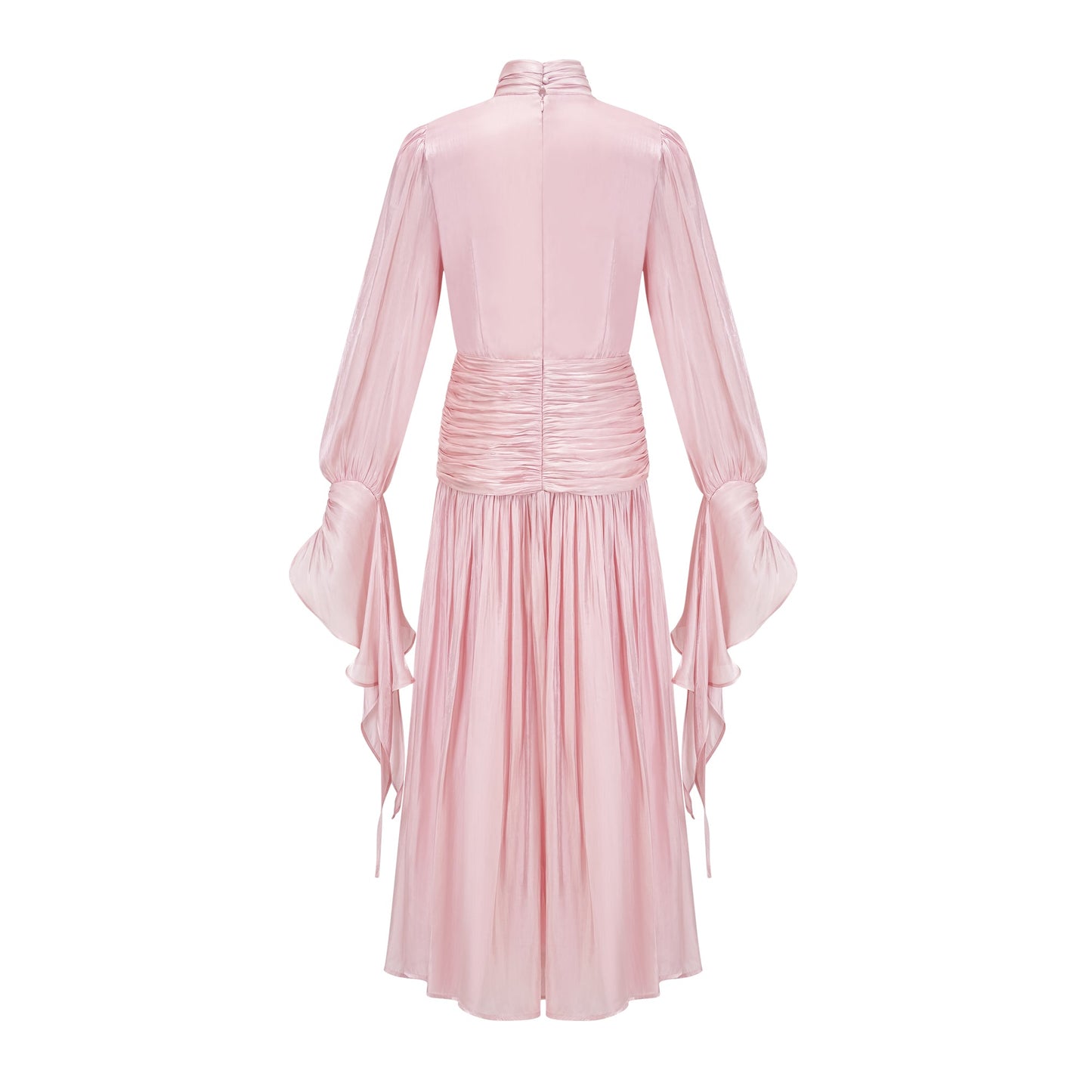 Sarolta Pink Glossy Ruched Maxi Dress